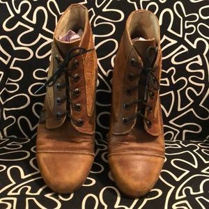 Suede Distressed Leather Ankle Boots